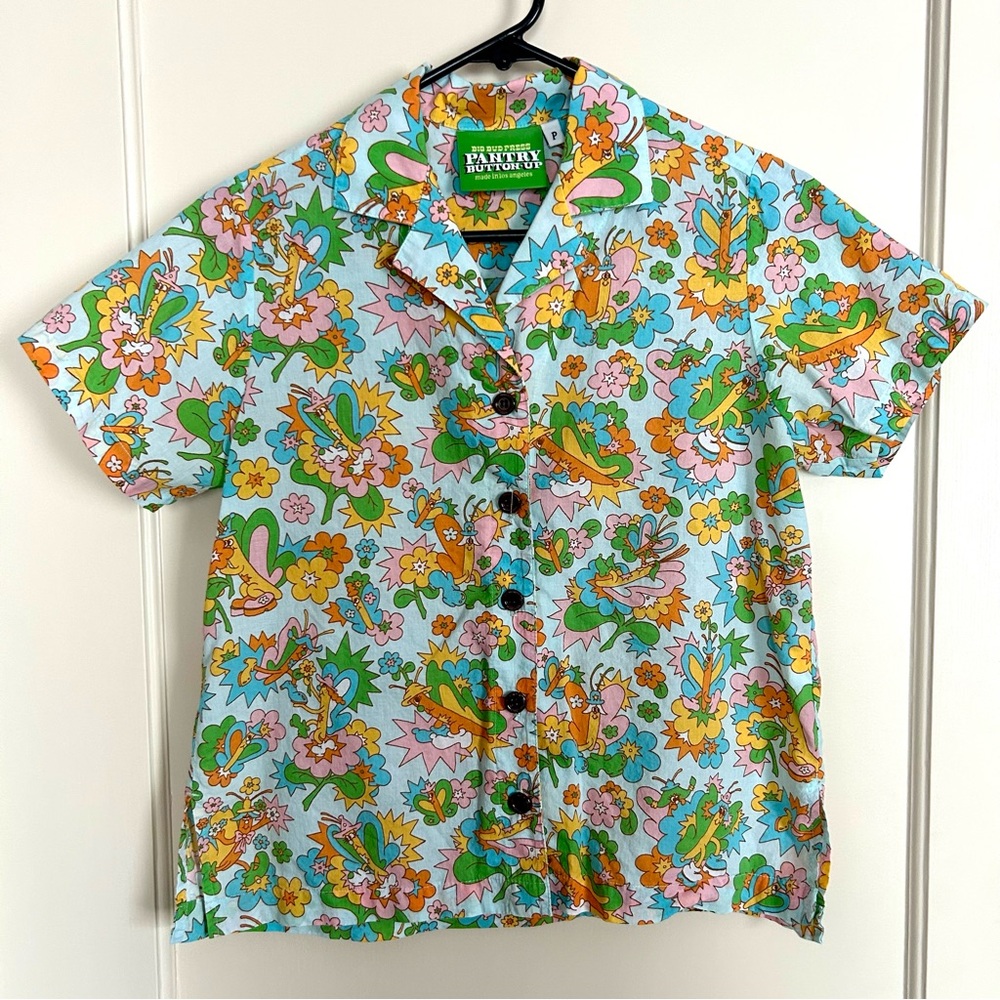 Big Bud Press Butterfly Bash Pantry Button-up Blouse: Size P